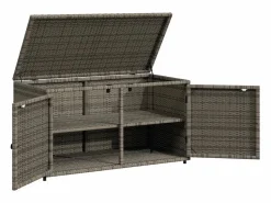 Hot Garden Furniture Zandar Armario de almacenaje de jardín ratán PE 110x55x60,5 cm Gris