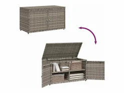 Hot Garden Furniture Zandar Armario de almacenaje de jardín ratán PE 110x55x60,5 cm Gris