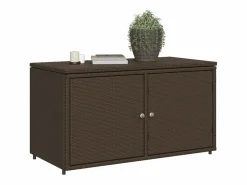Garden Furniture Zandar Armario de almacenaje de jardín ratán PE marrón 110x55x60,5 cm