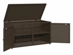 Garden Furniture Zandar Armario de almacenaje de jardín ratán PE marrón 110x55x60,5 cm