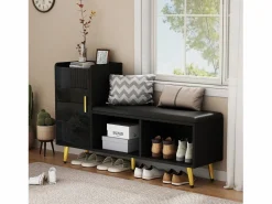 Sale Zapatero - 120 x 35 x 71,5 cm - con asiento tapizado + espacio de almacenaje - aglomerado - Zapatero|Mueble De Almacenaje