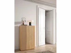Outlet Zapatero - A122cm x L70cm x P35cm roble puerta serigrafía vallado - Akra Zapatero|Mueble De Almacenaje