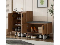 ModernLuxe Zapatero - con banco y 4 puertas - Marrón
