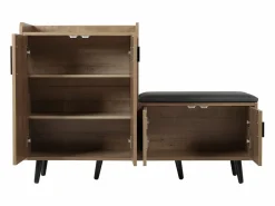 ModernLuxe Zapatero - con banco y 4 puertas - Marrón