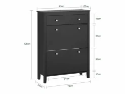 Discount Sobuy Zapatero 2 Solapas Armario de Entrada Zapatero con cajón grande 80 x 25 x 108 cm FSR89-SCH ES Negro