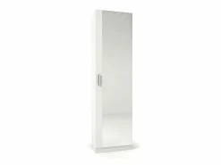 Sale Zapatero alto de 1 puerta con espejo en blanco brillo 180x50 cm Roma Blanco Brillo Zapatero|Mueble De Almacenaje