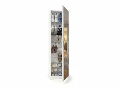 Sale Zapatero alto de 1 puerta con espejo en blanco brillo 180x50 cm Roma Blanco Brillo Zapatero|Mueble De Almacenaje