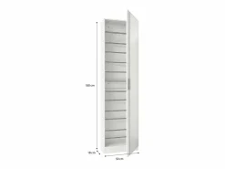 Sale Zapatero alto de 1 puerta con espejo en blanco brillo 180x50 cm Roma Blanco Brillo Zapatero|Mueble De Almacenaje