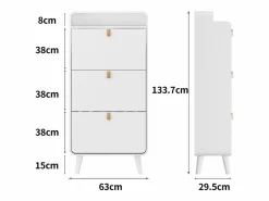 Online Zapatero - Zapatero con 3 cajones plegables y compartimento superior - para entrada y dormitorio Blanco