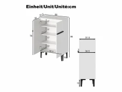 Sale Hauss Spole Zapatero con 2 puertas - estantes regulables 60 × 34,5 x 95 cm Blanco