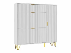 Zapatero de 3 puertas abatibles y 1 puerta, con estantes regulables, 110 x 24 x 118,5 cm
