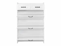 Hauss Spole Zapatero con 2 cajones y 3 puertas - Tiradores negros - Madera blanca