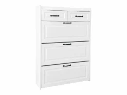Hauss Spole Zapatero con 2 cajones y 3 puertas - Tiradores negros - Madera blanca