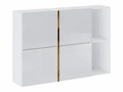 Discount Vente-unique Zapatero con 4 compartimentos abatibles y 2 nichos - Blanco y dorado - MARZIALO Blanco / Dorado