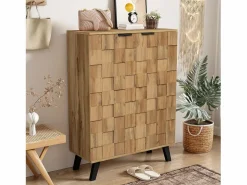Merax Zapatero con 5 compartimentos - 80,5 x 35 x 109,5 cm - estantes regulables - Tablero de partículas - Color madera