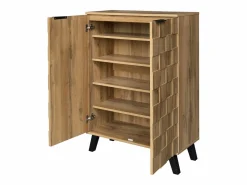 Merax Zapatero con 5 compartimentos - 80,5 x 35 x 109,5 cm - estantes regulables - Tablero de partículas - Color madera