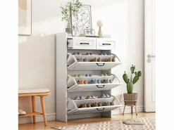 Online Merax Zapatero con 3 puertas + 2 cajones - zapatero - 80 x 23 x 131 cm - aglomerado - Blanco