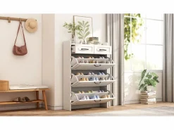 Online Merax Zapatero con 3 puertas + 2 cajones - zapatero - 80 x 23 x 131 cm - aglomerado - Blanco