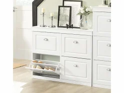 Online Sobuy Zapatero con 4 Puertas Organizador para Zapatos 105 x 24 x 83 cm FSR79-W ES Blanco