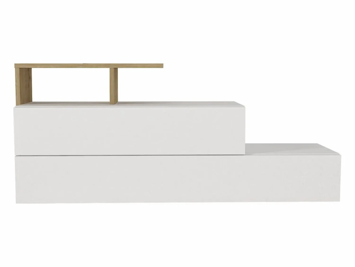 Vente-unique Zapatero con 2 puertas y 1 estante - Blanco y Natural - DAVISTA