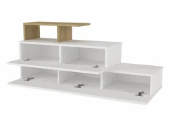 Vente-unique Zapatero con 2 puertas y 1 estante - Blanco y Natural - DAVISTA