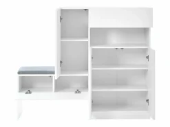 Hot Zapatero con asiento acolchado - 3 puertas, 1 cajón - almacenamiento abierto - Blanco