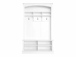 Outlet Merax Zapatero con banco, 2 estantes para zapatos y perchero - 120 x 40 x 190 cm - Tablero de partículas - Blanco