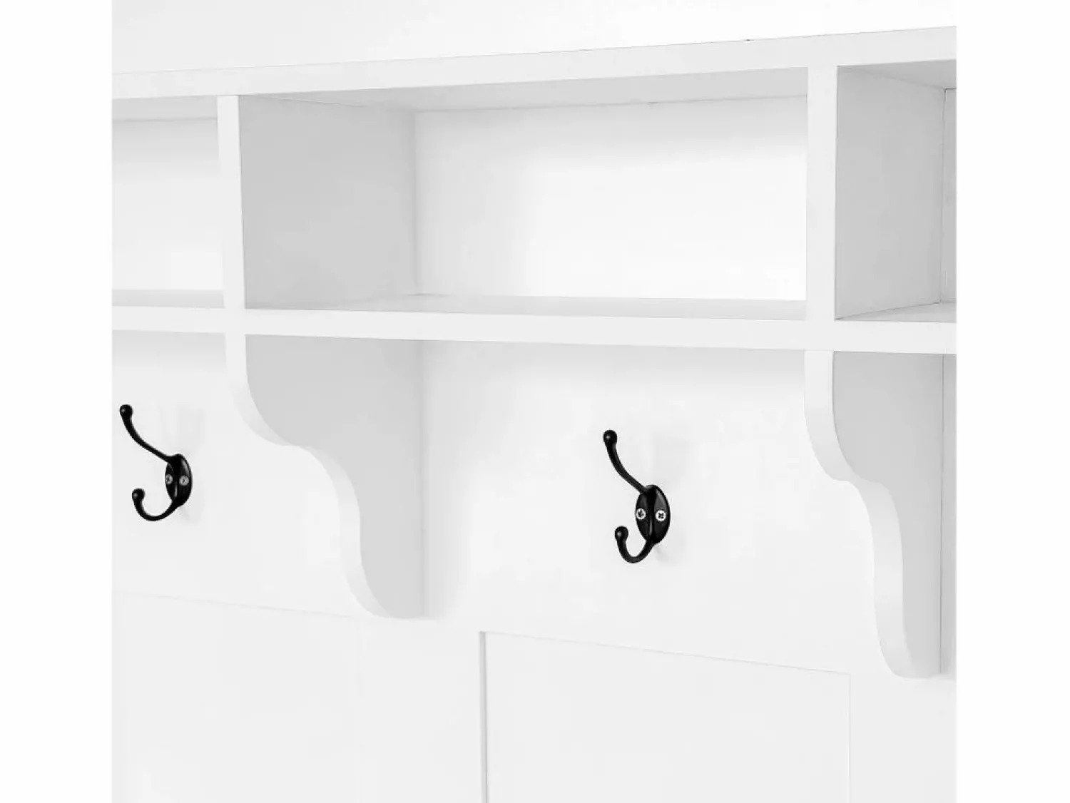 Outlet Merax Zapatero con banco, 2 estantes para zapatos y perchero - 120 x 40 x 190 cm - Tablero de partículas - Blanco