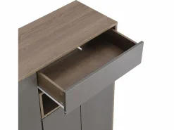 New OKWISH Zapatero con banco para zapatos, 3 puertas y 1 cajón, madera y - para recibidores Gris