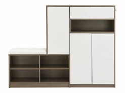 OKWISH Zapatero con banco para zapatos, 3 puertas y 1 cajón, madera y - para recibidores