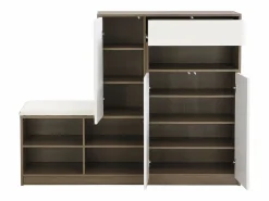 OKWISH Zapatero con banco para zapatos, 3 puertas y 1 cajón, madera y - para recibidores