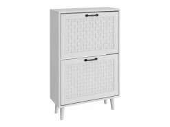 Zapatero con cajones de ratán, patas de madera maciza, MDF, (60x24,1x94 cm)