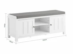 Sobuy Zapatero con Dos Puertas Cerradas y Dos Estantes, Almacenamiento y Banco con Cojín en Superior，Armarios, FSR35-W ES