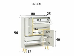 Merax Zapatero con frente brillante - 80 x 25 x 96 cm - LED - Tablero de partículas - Blanco
