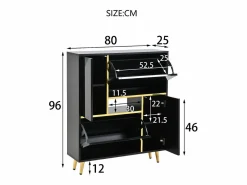 Discount Zapatero con frente brillante - 80 x 25 x 96 cm - LED - Tablero de partículas - Zapatero|Mueble De Almacenaje