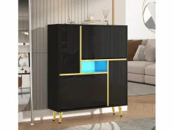 Discount Zapatero con frente brillante - 80 x 25 x 96 cm - LED - Tablero de partículas - Zapatero|Mueble De Almacenaje