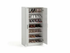 Hot duehome Zapatero de 2 puertas en blanco mate 55x108 cm Liam Blanco Artik (Blanco Mate) Gris