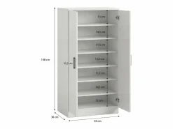 Hot duehome Zapatero de 2 puertas en blanco mate 55x108 cm Liam Blanco Artik (Blanco Mate) Gris