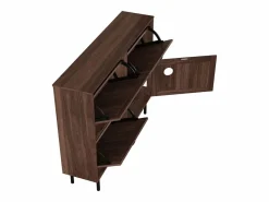 Hauss Spole Zapatero de cuatro puertas, almacenamiento para juguetes de mascotas, color nogal