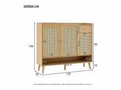 Hot Zapatero de madera con 3 puertas y 1 cajón - Zapatero con tiradores de metal y patas de madera maciza - almacenaje abierto Color natural claro