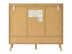 Hot Zapatero de madera con 3 puertas y 1 cajón - Zapatero con tiradores de metal y patas de madera maciza - almacenaje abierto Color natural claro