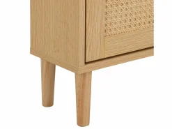 Best Hauss Spole Zapatero de madera de ratán con 3 puertas y 1 cajón, 90 x 17 x 125 cm Natural Color natural claro