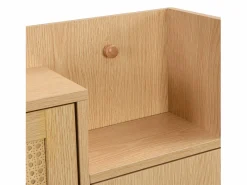 Hauss Spole Zapatero de madera y ratán, 3 puertas y 1 cajón, 90x17x125 cm, color natural + blanco Color natural claro