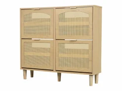 New Merax Zapatero de ratán - 100 x 25 x 90,3 cm - con 4 cajones abatibles - aglomerado - natural Color natural claro