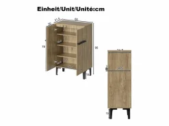 Hauss Spole Zapatero en color madera con 2 puertas - estantes regulables 60 × 34,5 x 95 cm