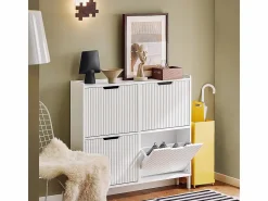 Best Sobuy Zapatero Estrecho con 4 Solapas Organizador FSR177-L-W ES Blanco