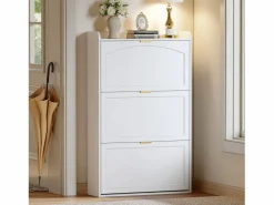 Sale Zapatero estrecho de 3 compartimentos - 76 x 23 x 118 cm - para recibidor y salón - tablero de partículas - Zapatero|Mueble De Almacenaje