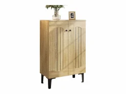 Zapatero moderno - 60 x 31,5 x 95 cm - con 2 puertas y estantes multinivel - tablero de partículas - natural Zapatero|Mueble De Almacenaje