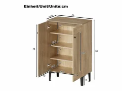 Zapatero moderno - 60 x 31,5 x 95 cm - con 2 puertas y estantes multinivel - tablero de partículas - natural Zapatero|Mueble De Almacenaje