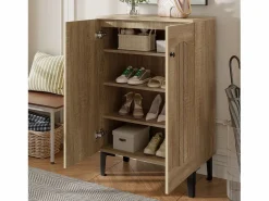 Zapatero moderno - 60 x 31,5 x 95 cm - con 2 puertas y estantes multinivel - tablero de partículas - natural Zapatero|Mueble De Almacenaje